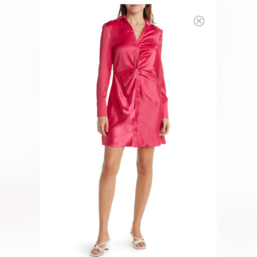 Nordstrom Ever After Satin Twist Front Shirt dress